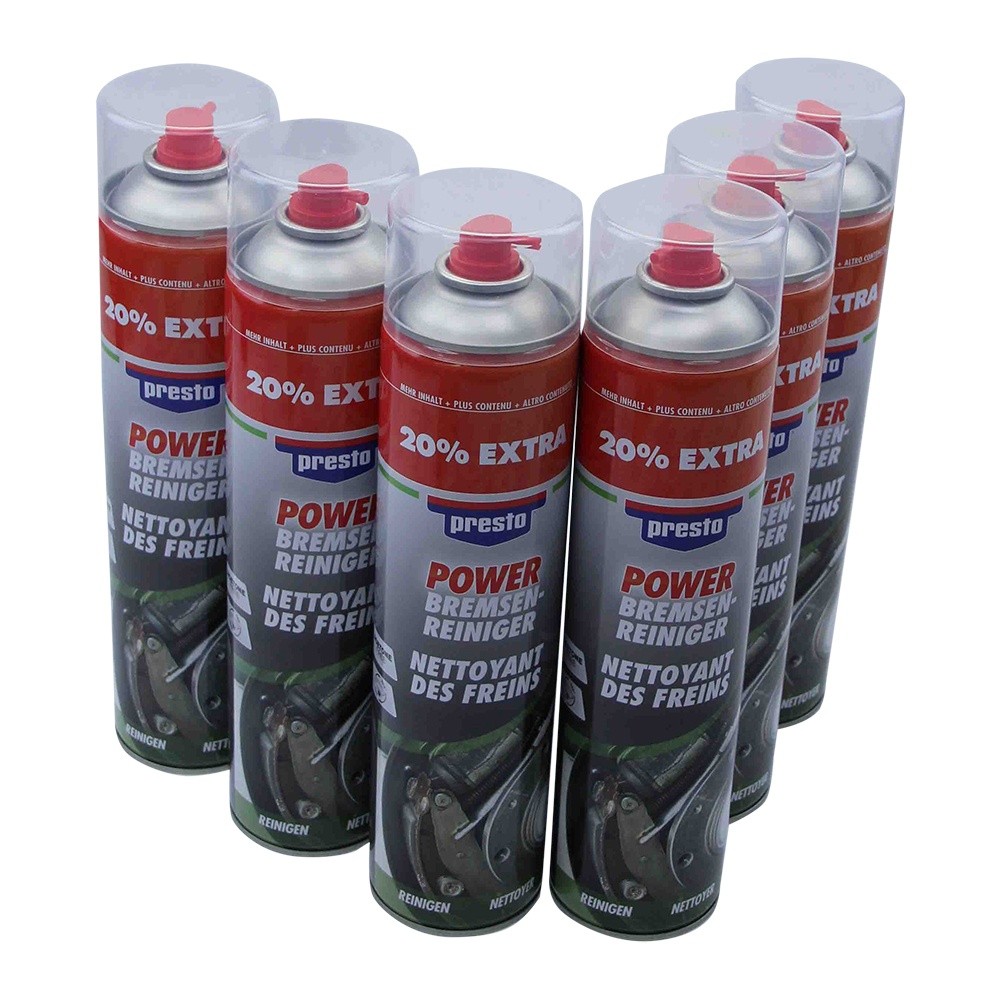 6x Presto Brake Cleaner Power 600ml Spray Can Parts Cleaner Spray Acetone Free