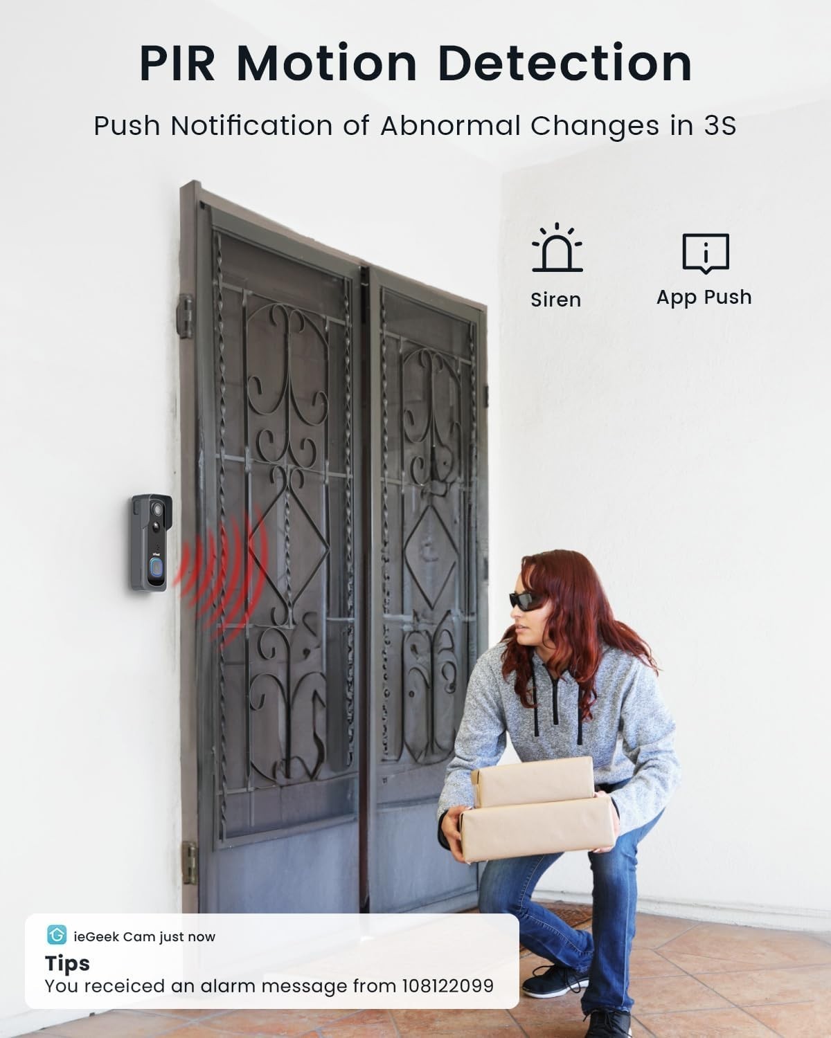 ieGeek 2K Doorbell Camera Wireless No Subscription with Adjustable Angle Mount