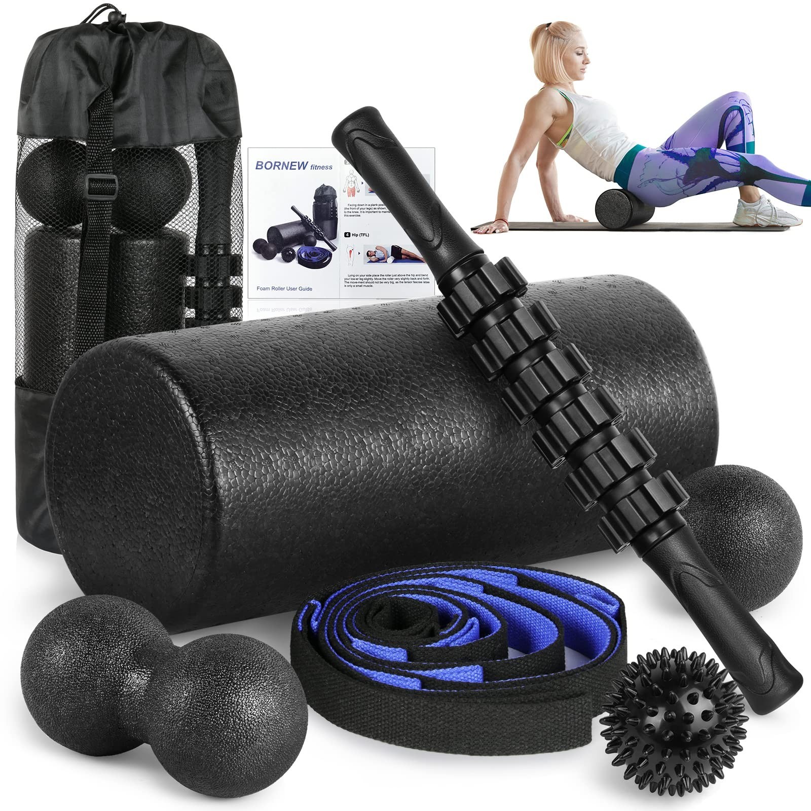 Foam Roller Set - High Density Back Roller, Muscle Roller Stick,2 F... Fast Ship