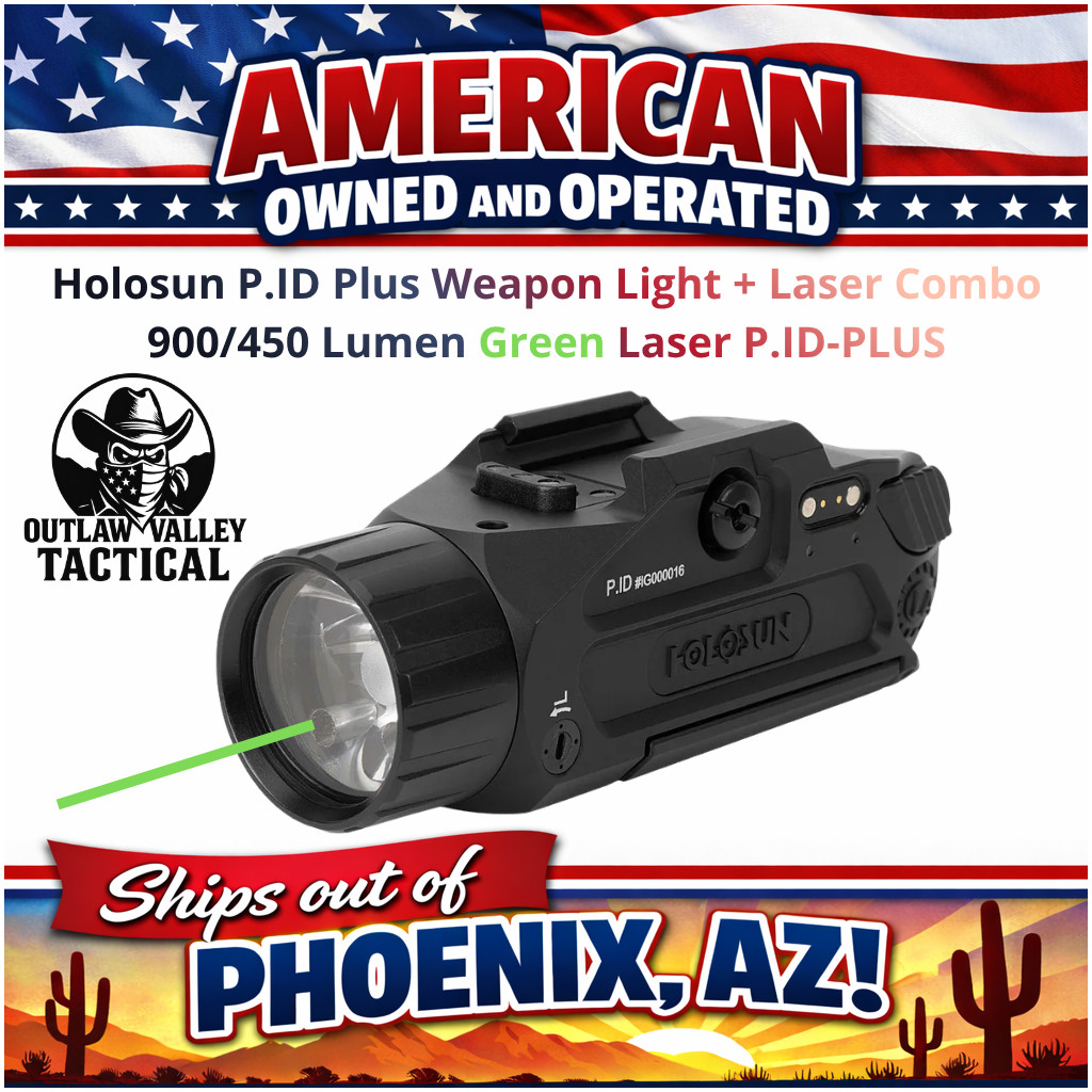 Holosun P.ID Plus Weapon Light + Laser Combo 900/450 Lumen Green Laser P.ID-PLUS