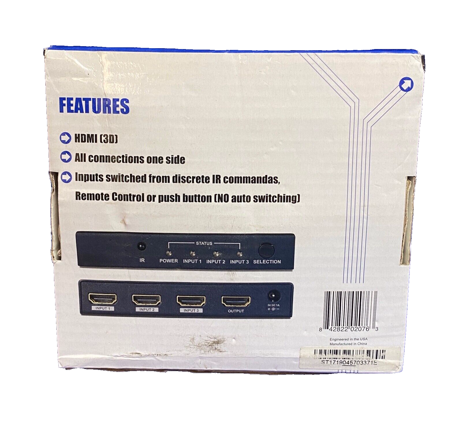 BINARY B-220-HDSWTCH-3x1 HDMI, HDMI Switcher, Excellent Condition, Open Box
