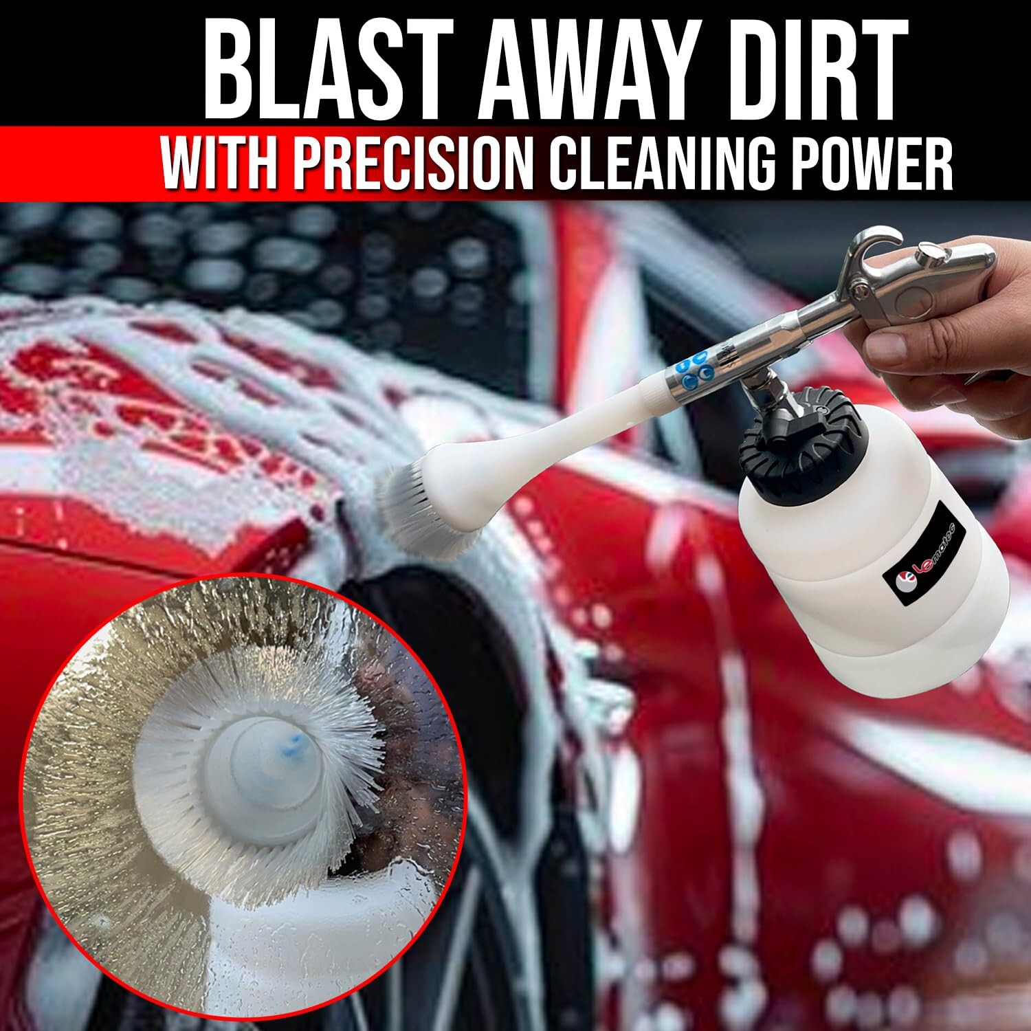 LE LEMATEC Car Cleaning Gun with Brush - High-Pressure Car Interior Cleaning ...