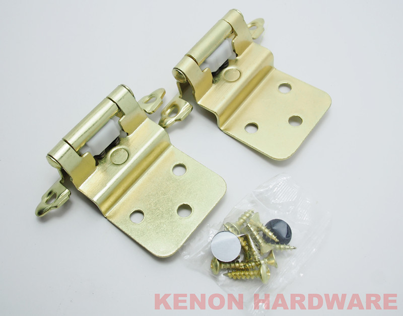 Lot of 25 Pairs (50pcs) Self Closing 3/8" Inset Cabinet Hinges - Polished Brass