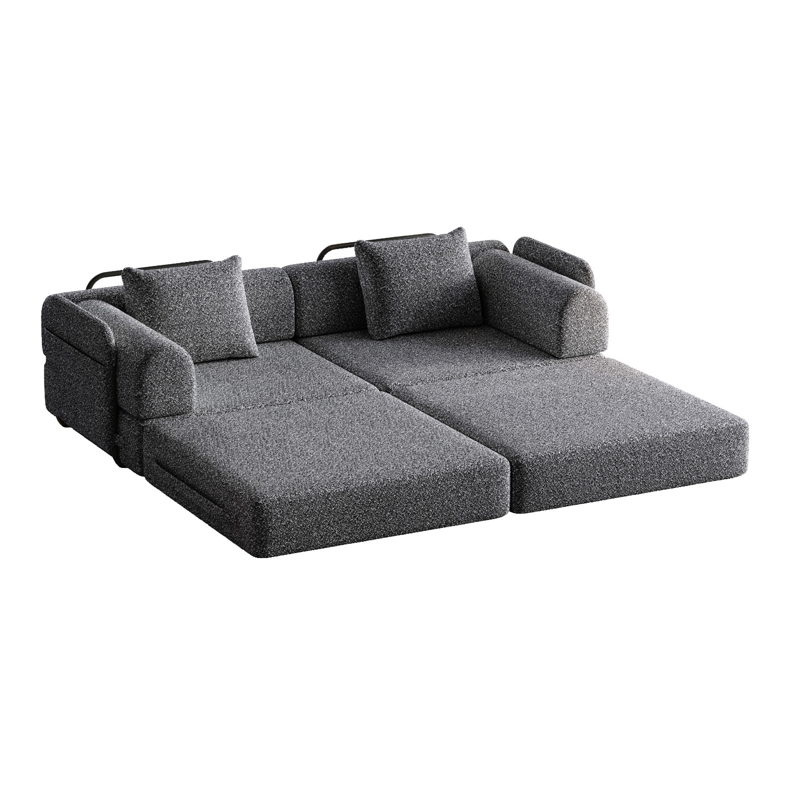 72in foldable Chenier sofa, equipped two side storage bags and two cushions Grey
