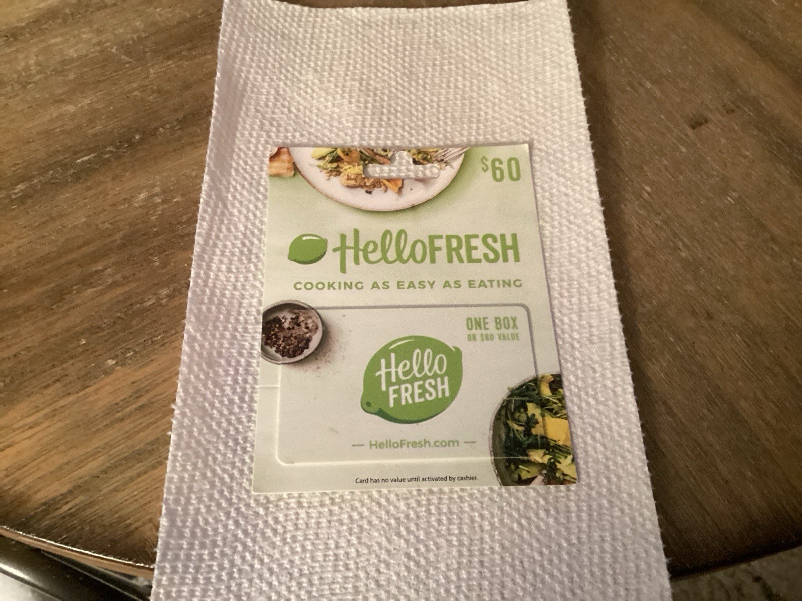 Gift Card Hello Fresh - Cooking As Easy As Eating $60.00 Value Sale Price $50.00