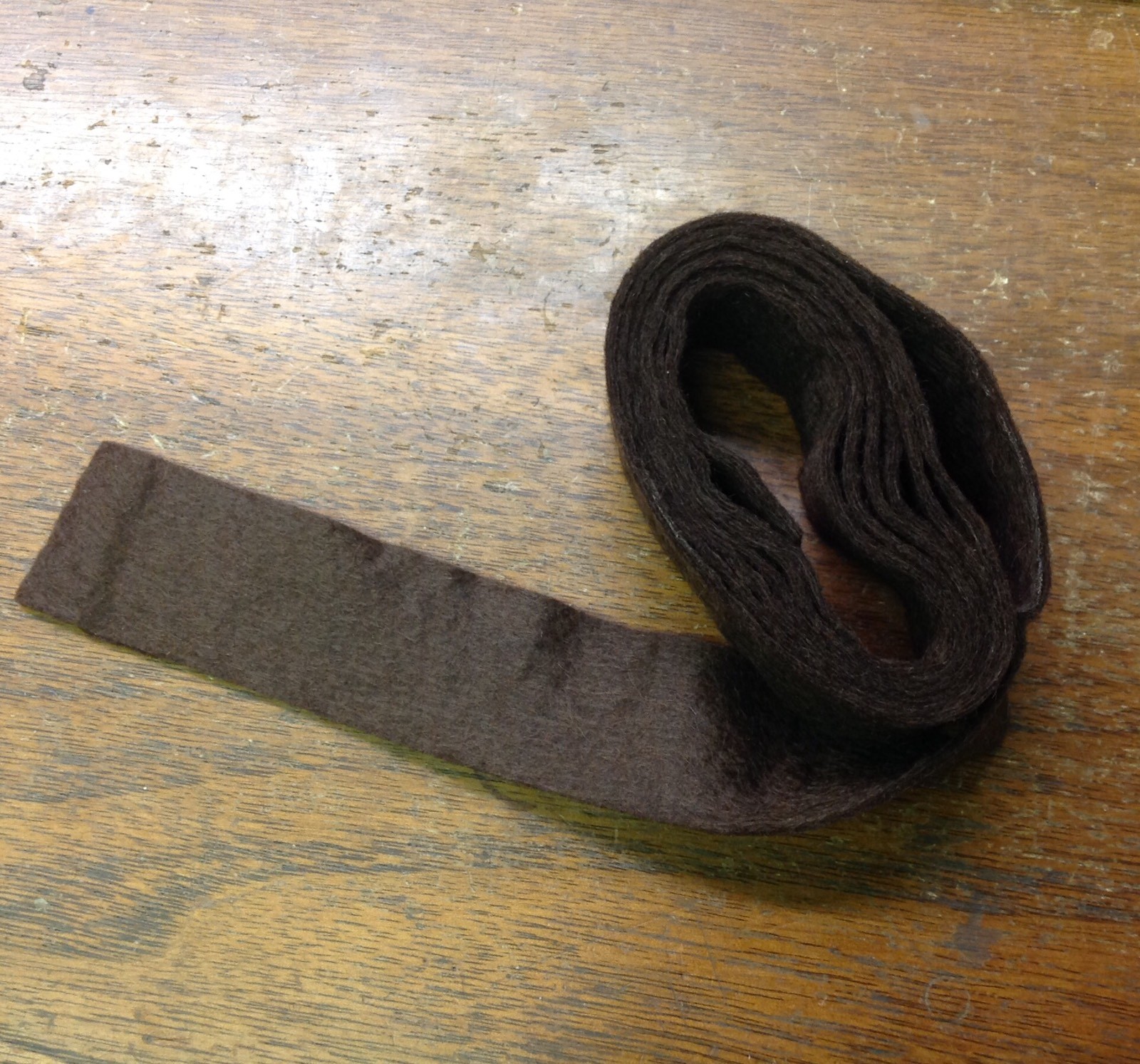 52" Strip of Piano Felt 1-1/8" wide, .040"m thick, Dark Brown Wide Nameboard