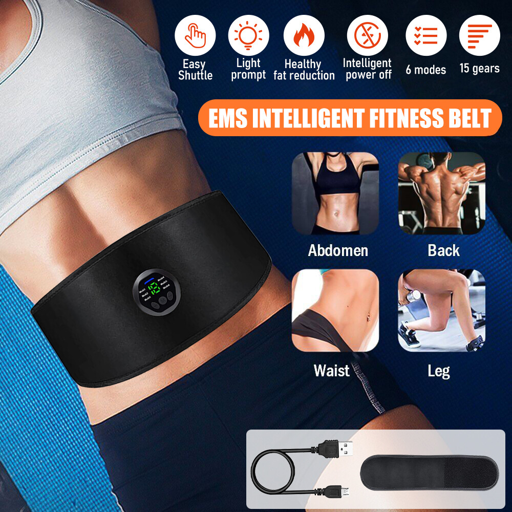 43"-59" EMS Abdominal Muscle Toning Trainer ABS Stimulator Toner Fitness Belt US