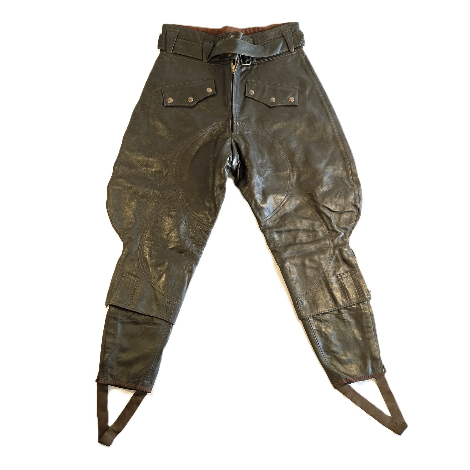 Genuine Yugoslavian Police Motorcycle Leather Paints Trousers Vintage Old Biker