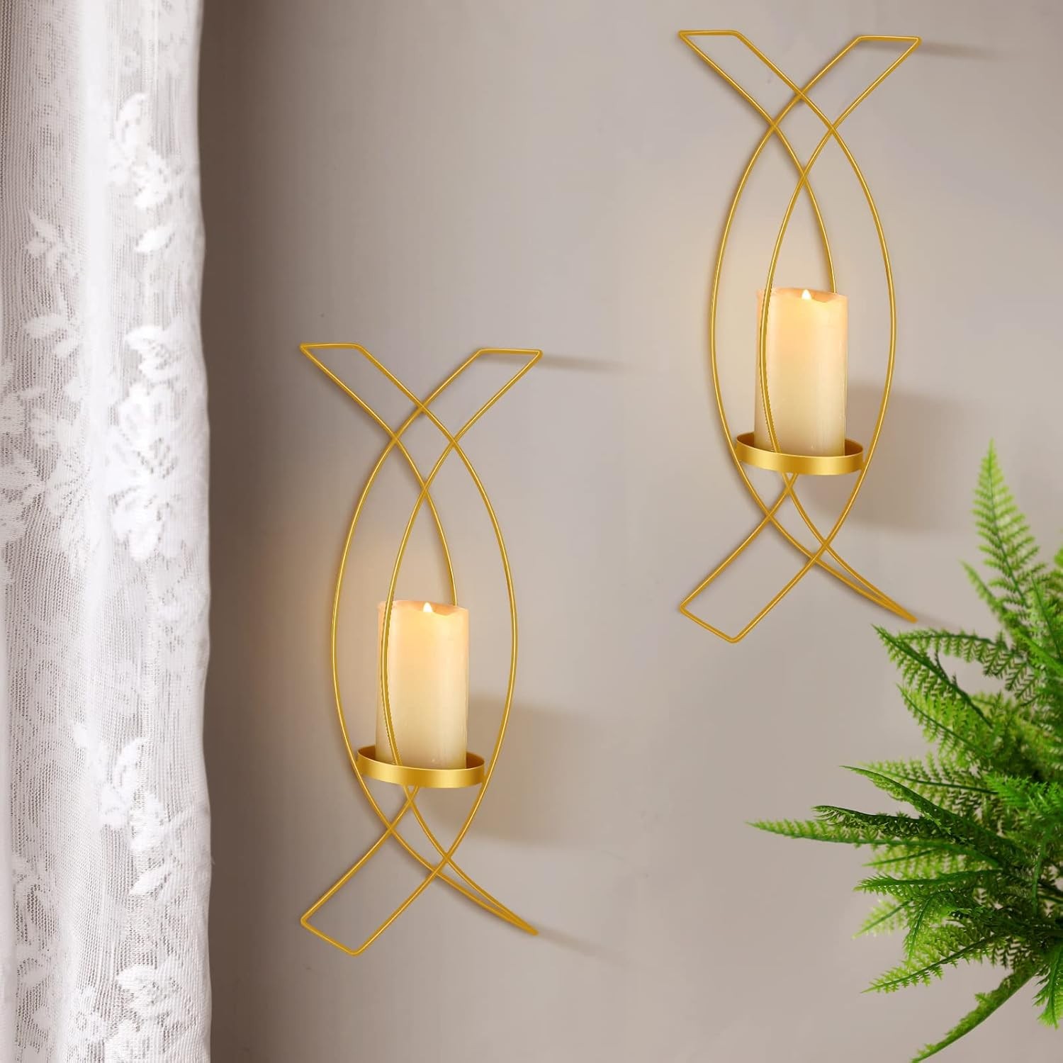Candle Sconces Set of Two Metal Wall Candle Holder Wall Mounted Sconces