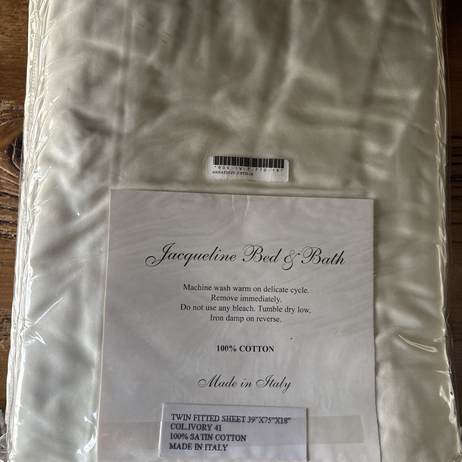 NIP 600tc Ivory Deep fitted Twin Sheet Made in Italy
