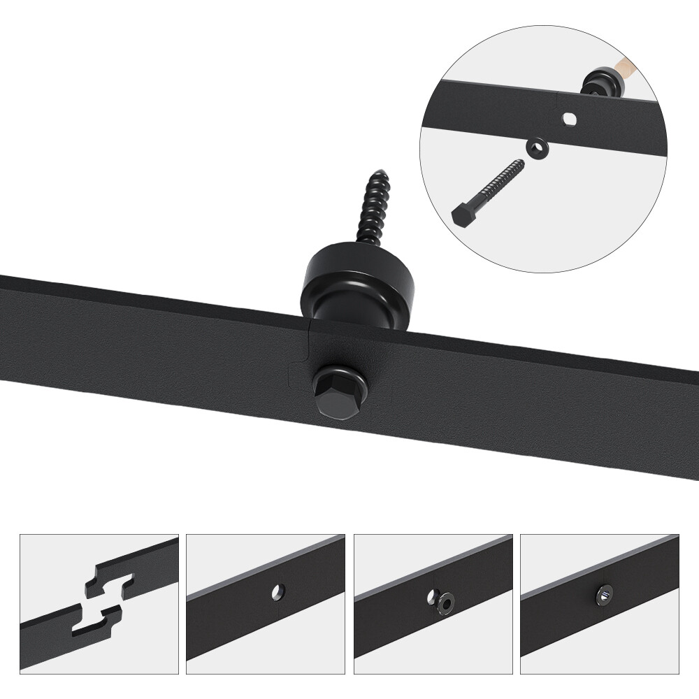 4FT-20FT Sliding Barn Door Hardware Kit Single/Double Door with Adjustable Guide