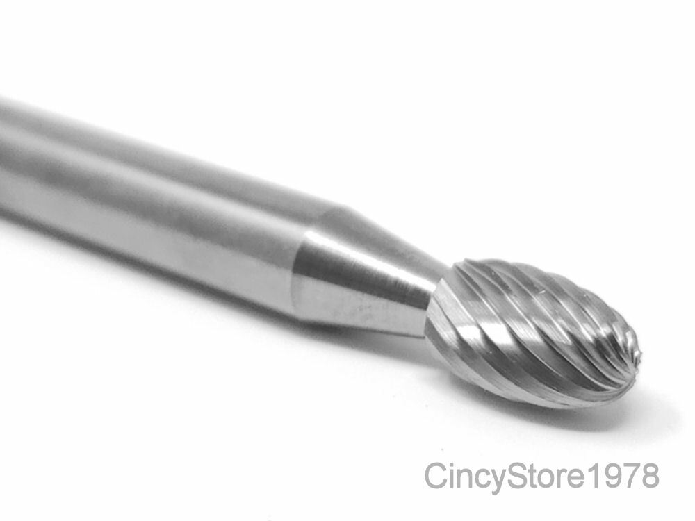 SE1S Oval Shape 1/4" Carbide Burr Bur Tool Die Grinder Bit 1/4" Shank
