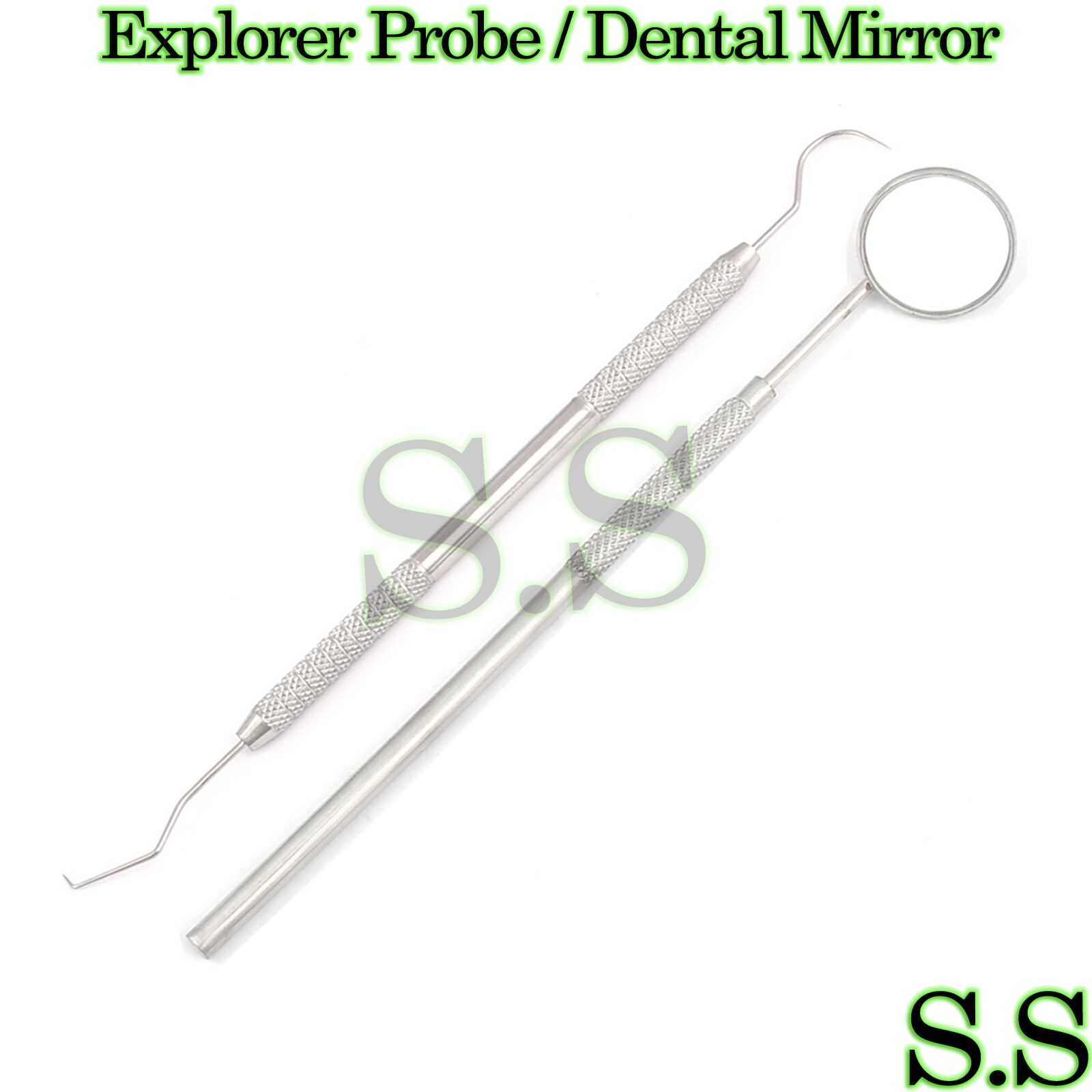 MOUTH MIRROR NO 5 WITH HANDLE AND EXPLORER, DENTAL EXAMINATION SET PR-227
