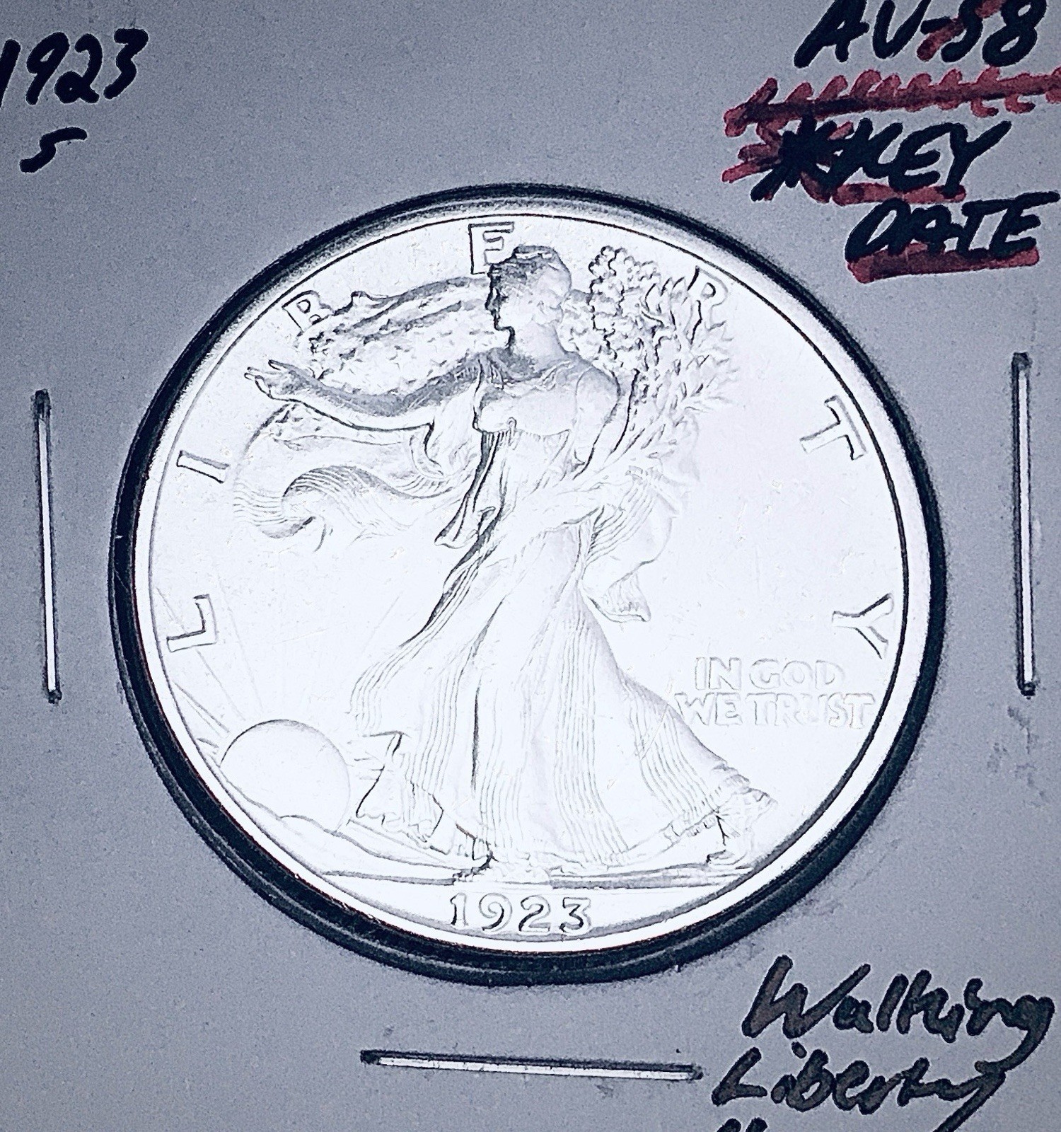 1923-S GEM AU+++! AMAZING MONSTER KEY DATE! WALKING LIBERTY HALF DOLLAR. WOW!