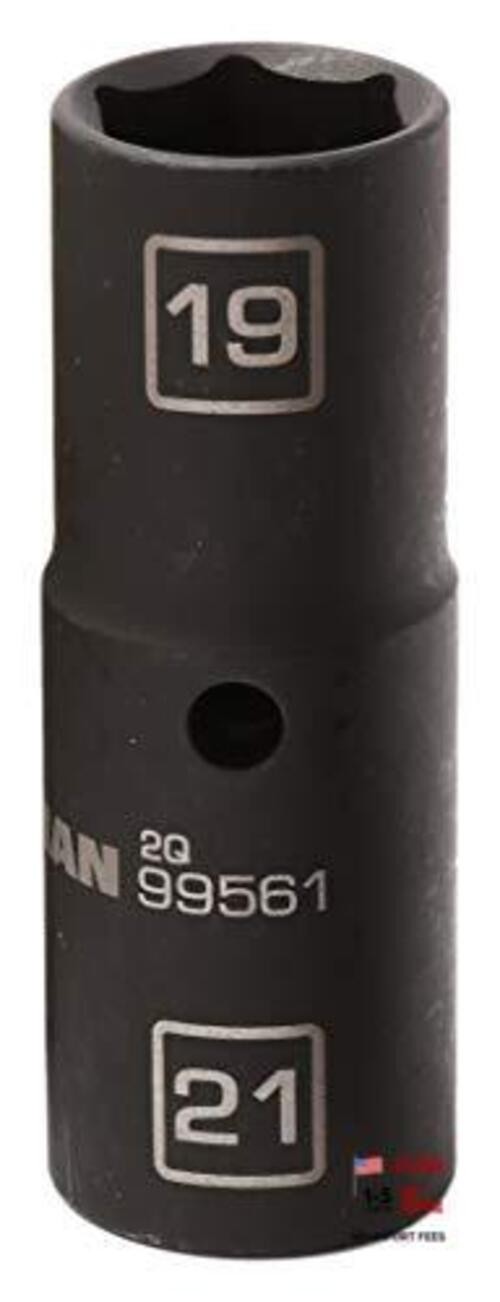 1/2-Inch Drive 6-Point Impact Flip Socket, 19mm x 21mm Thin Wall Double Ended