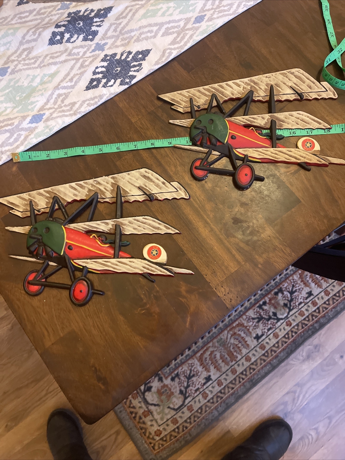 Dept 56 Airplane US MAIL Metal Wall Hanging Aviation Triplane Plane Set Of 2