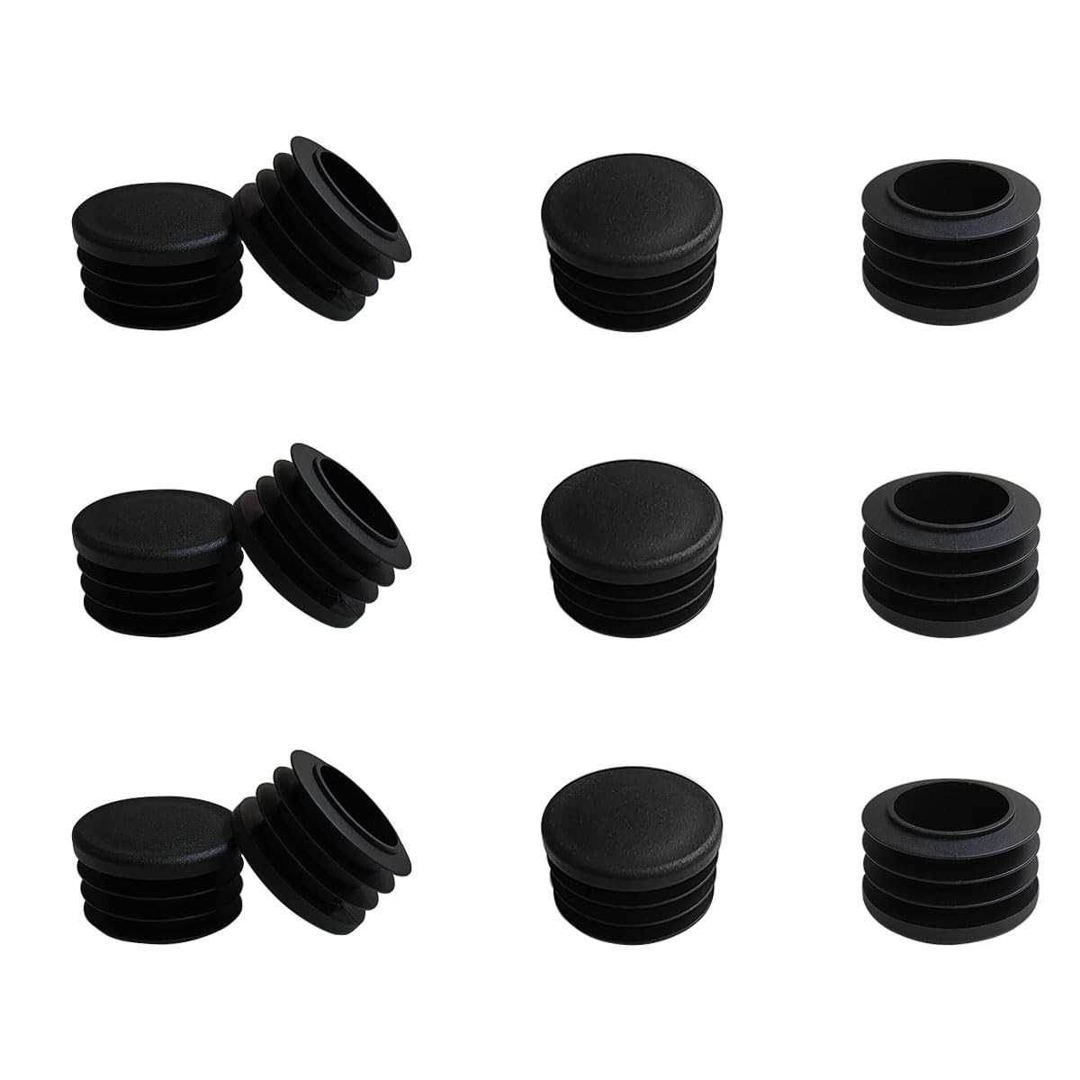 ZYYC 12 Pcs 1 1/4 Inch Round Plastic Plug Tubing 1 Inch, Black