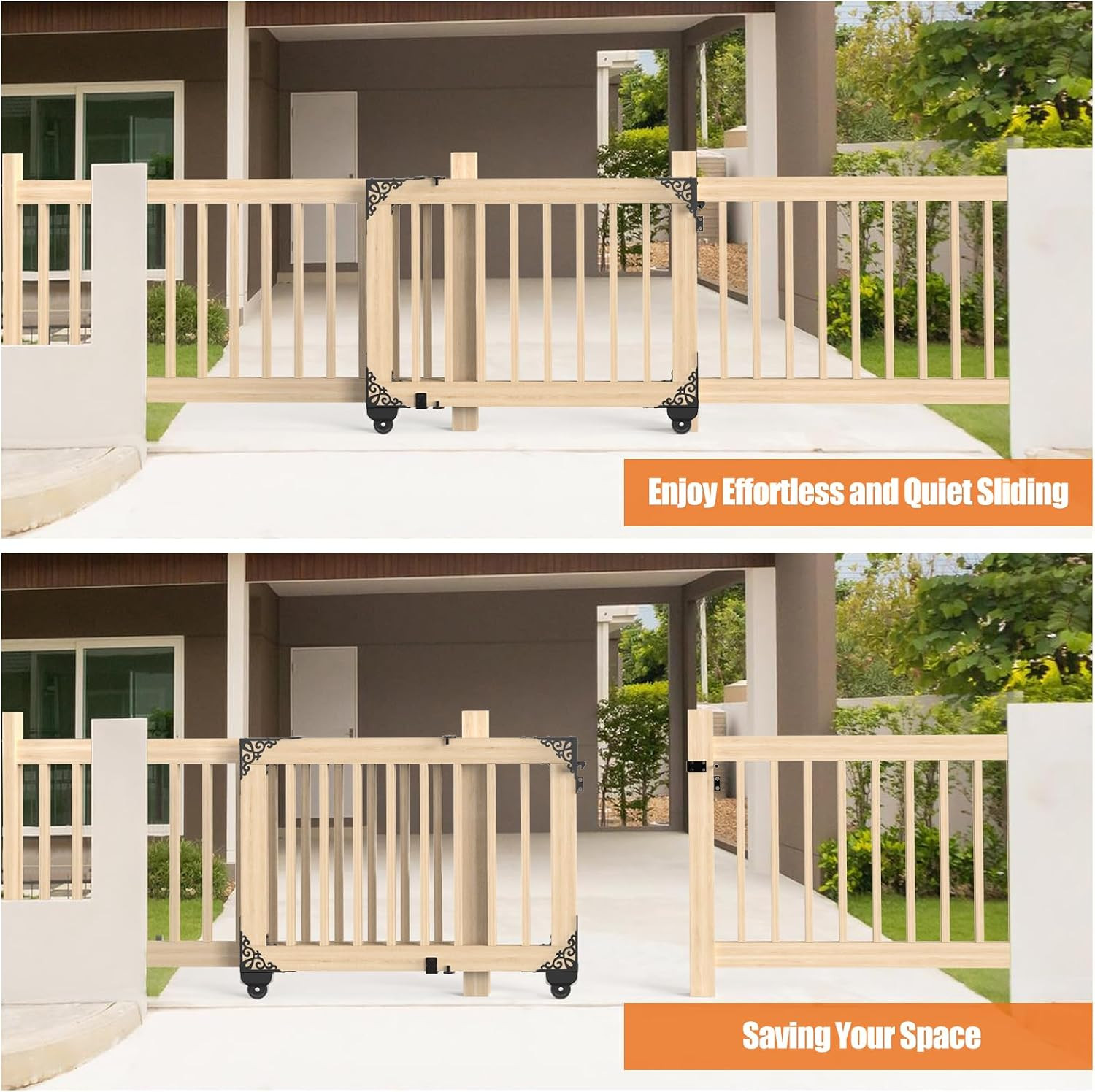 Sliding Gate Kit Decorative Rolling Gate Hardware Kit Heavy Duty for Smooth Quie