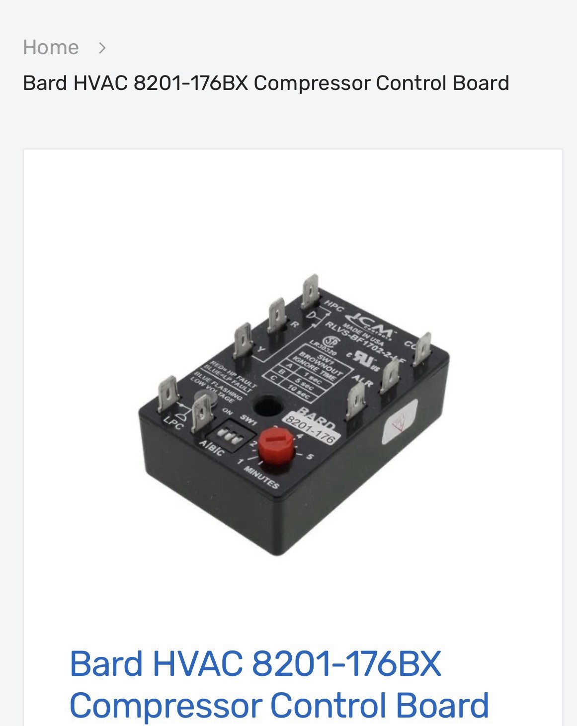 Bard Compressor Control Module 8201-176bx
