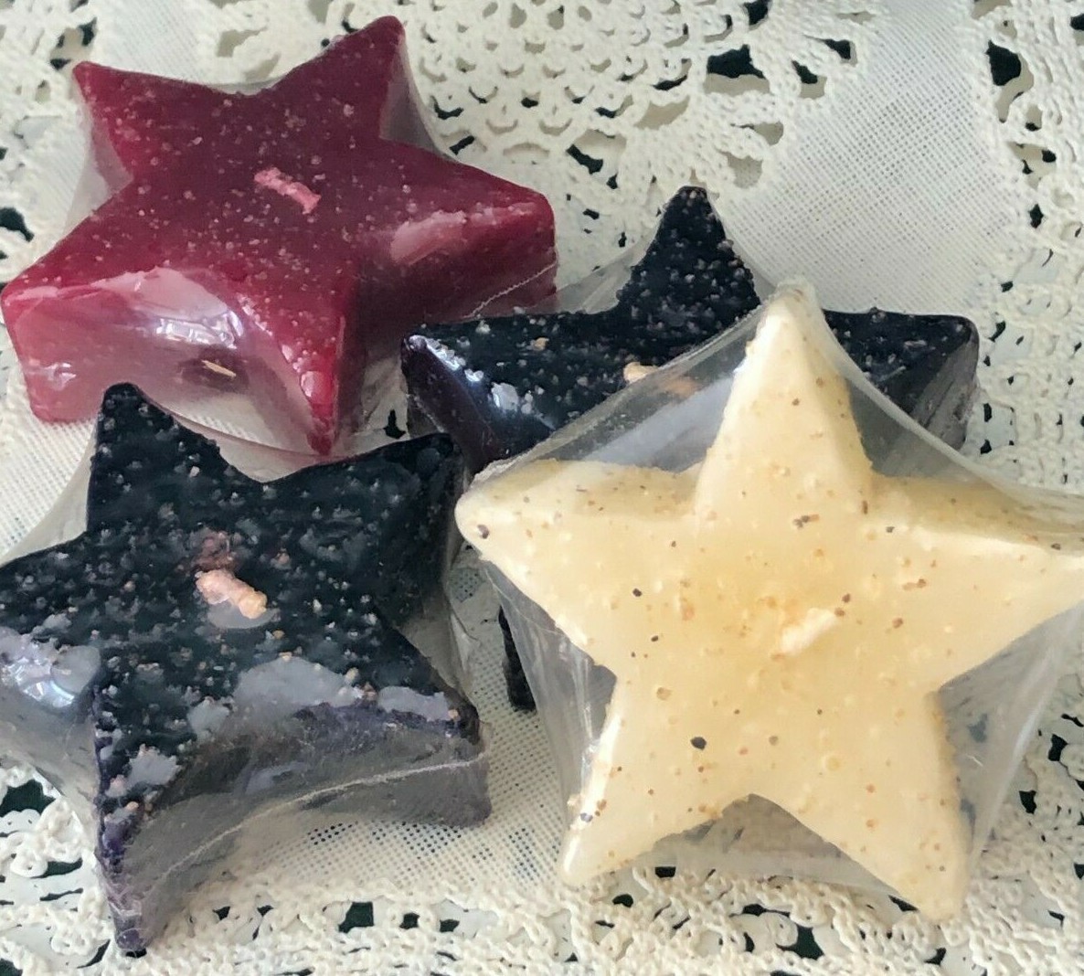 GANZ SET OF 4 RED, WHITE, AND BLUE STAR CANDLES