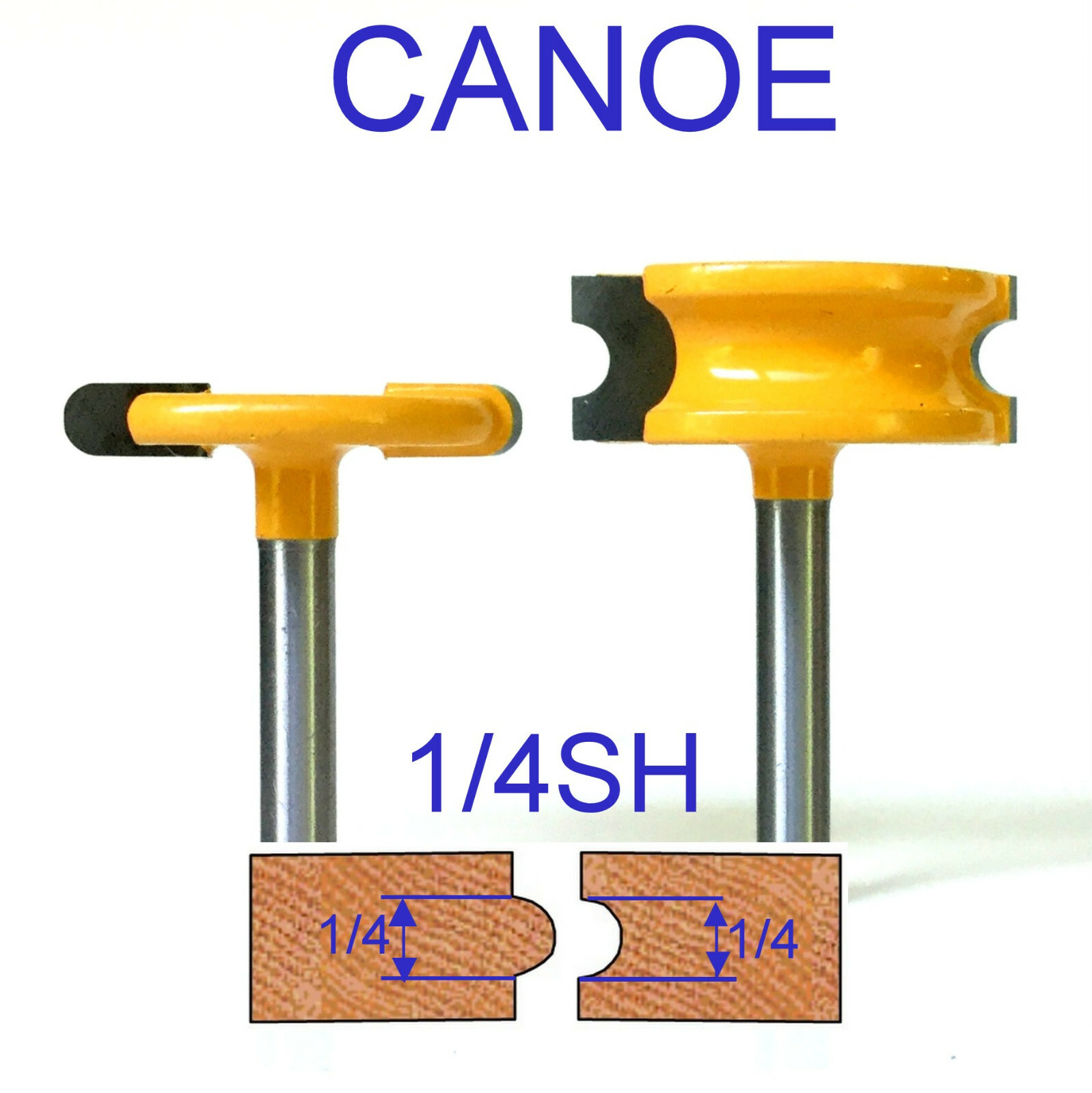 2 pc 1/4" Shank 1/4" Diameter Canoe Flute and Bead Joint Router Bit sct-888