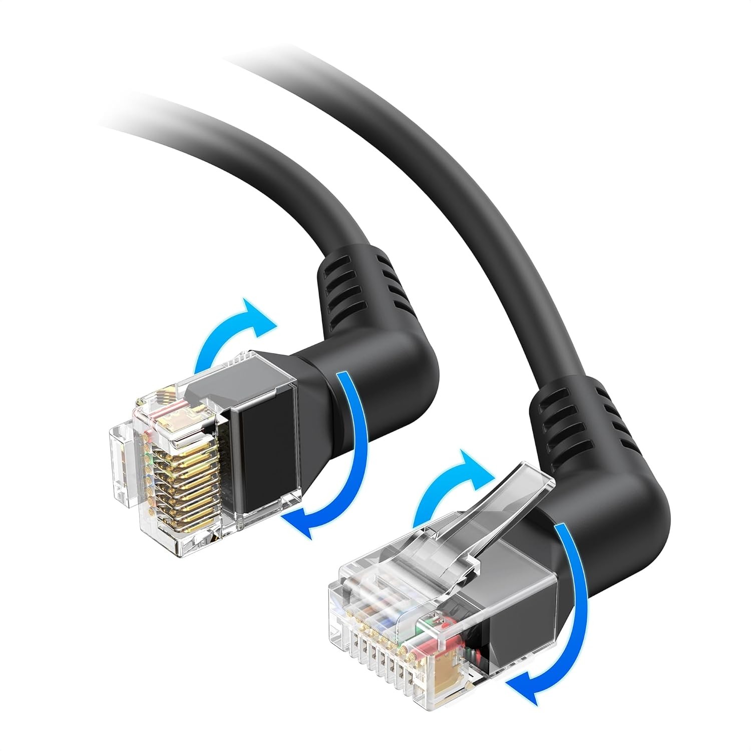 Cable Matters 10ft Rotatable Cat6 Ethernet Cable Right Angle Black
