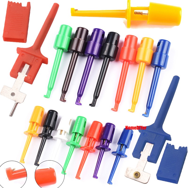 Test Probe Lead Test Hook Clip Mini Grabber for Multimete Red/White/Yellow/Black