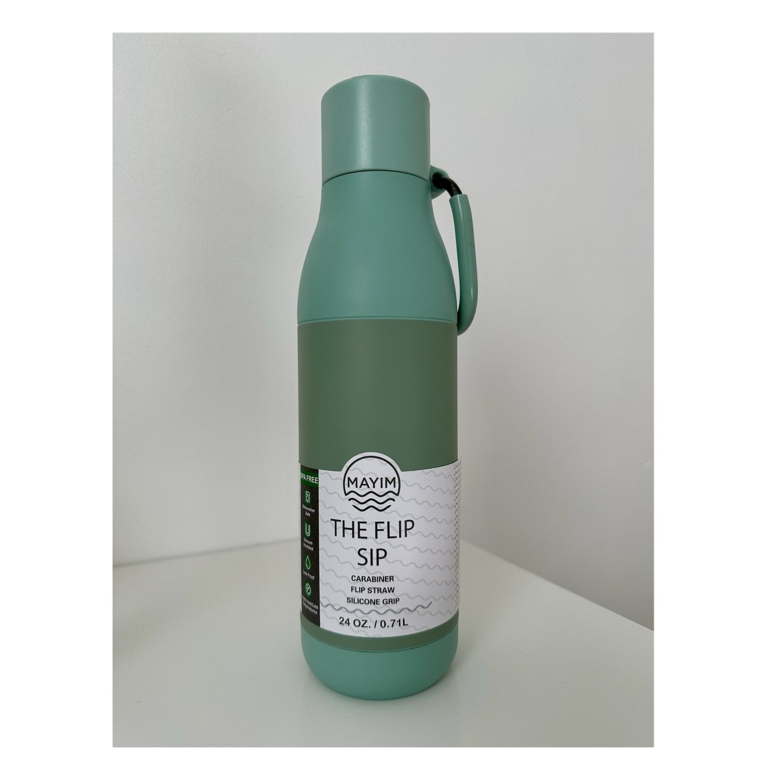 MAYIM The Flip Sip 24oz Water Bottle Green Flip Straw BPA-Free Leak Proof