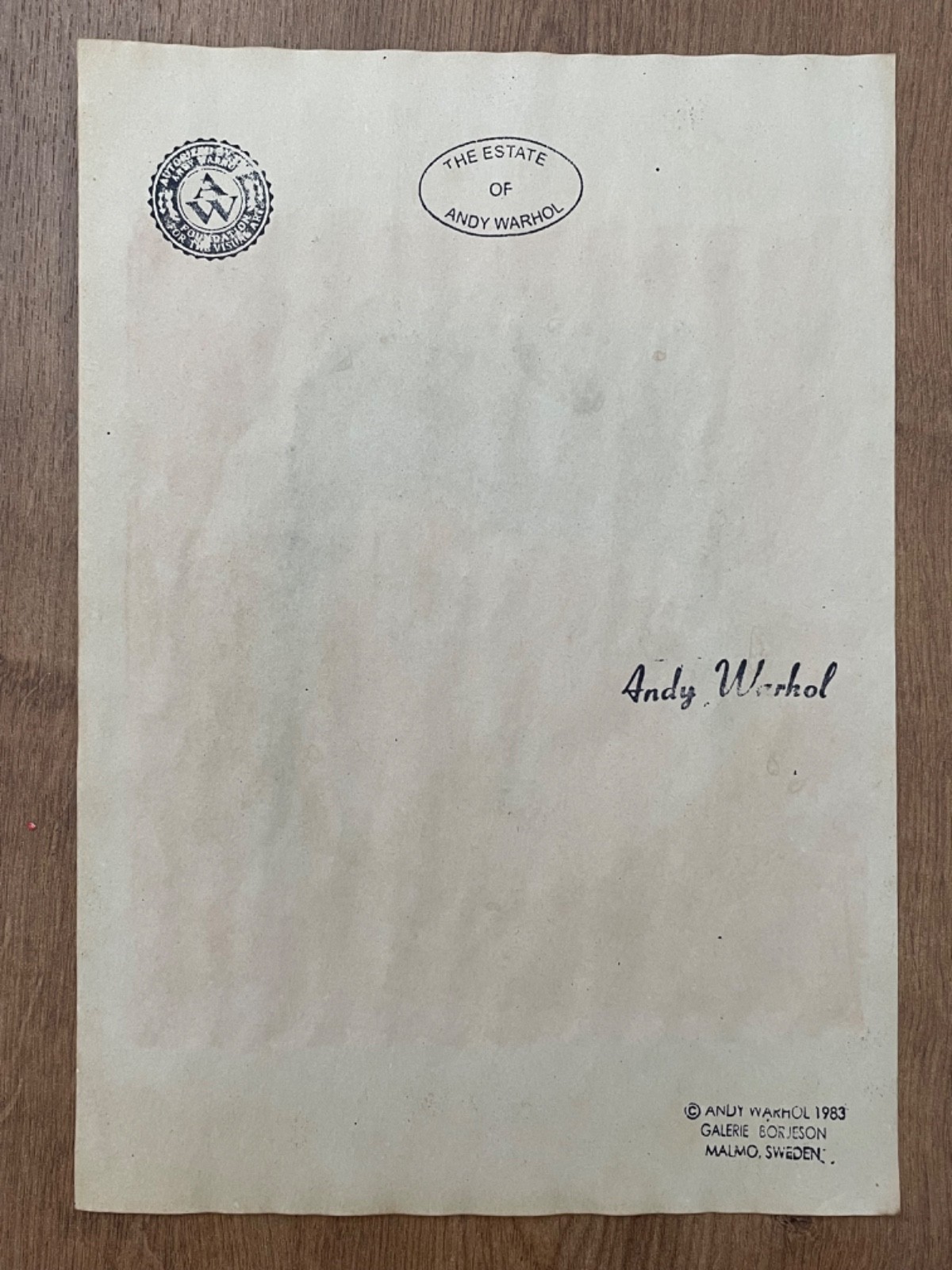 Andy warhol Drawing on paper (Handmade) signed and stamped