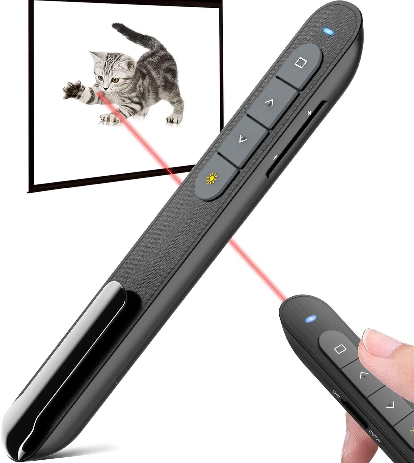 Ergonomic Wireless Presenter with Red Light - 100ft Range for Seamless Control