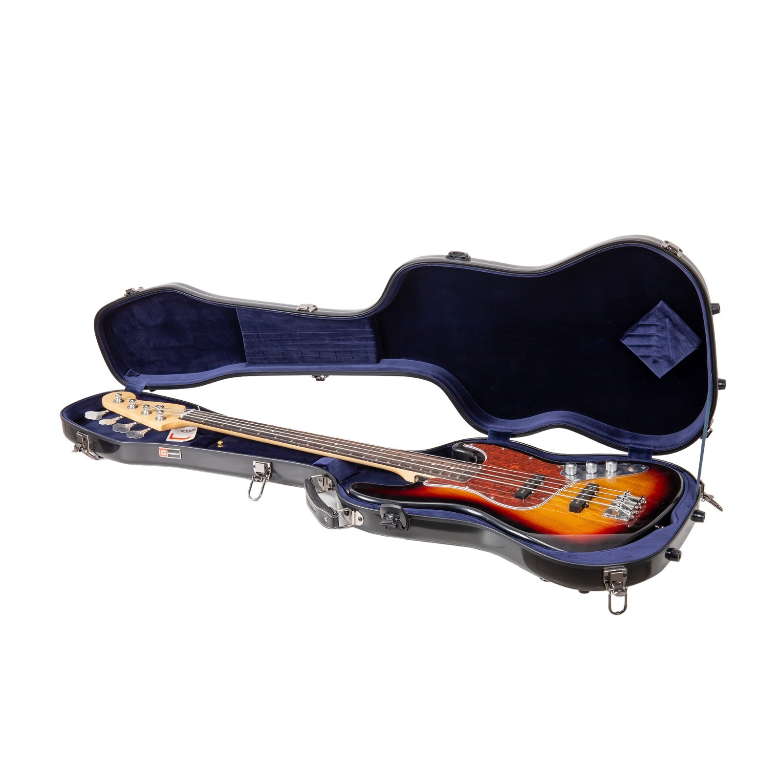 Crossrock Deluxe Fiberglass Case for Jazz Bass Style Guitars with TSA Lock-Black