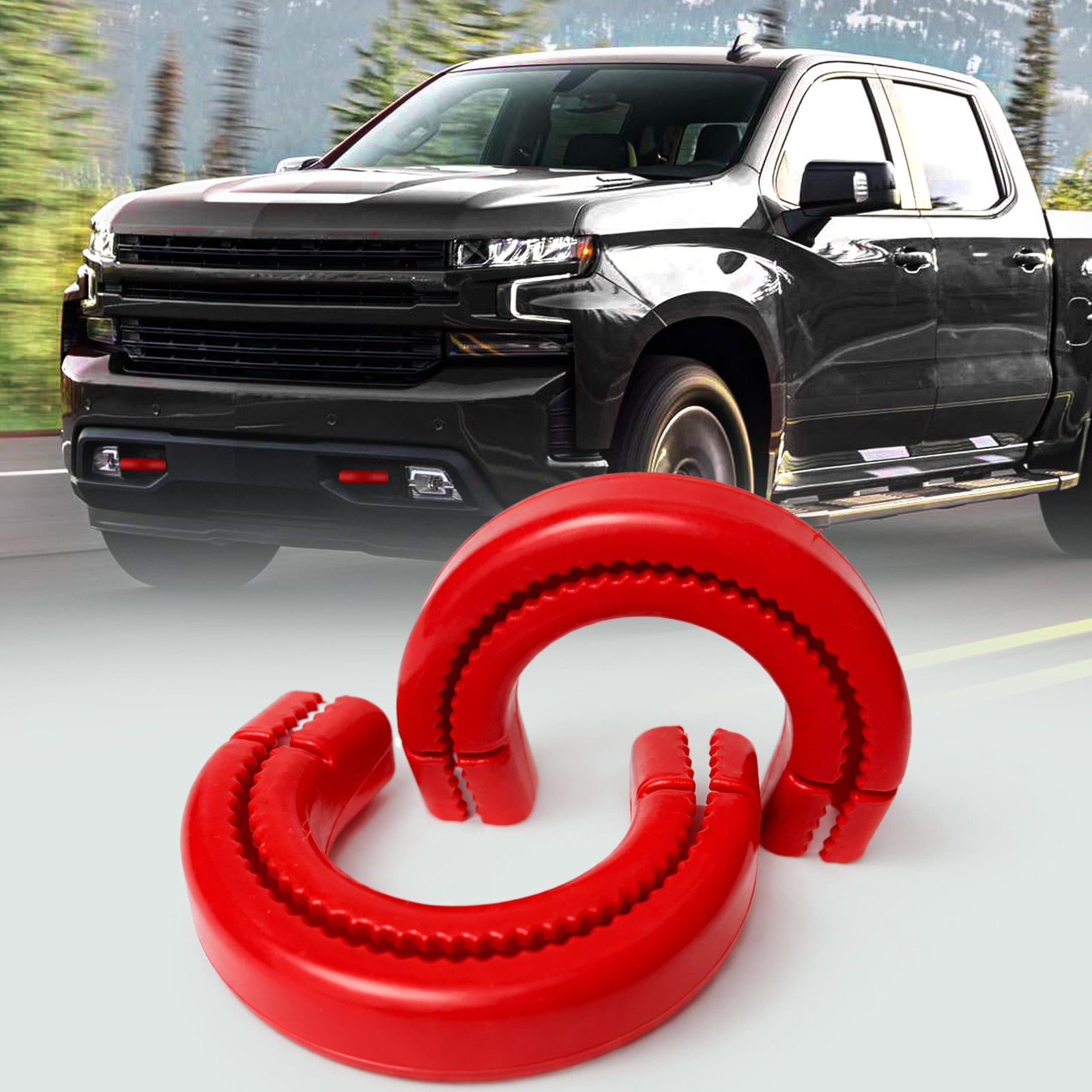 "Tow Hook Covers for Chevy Silverado 1500 & GMC Sierra 1500  Red Accessories"