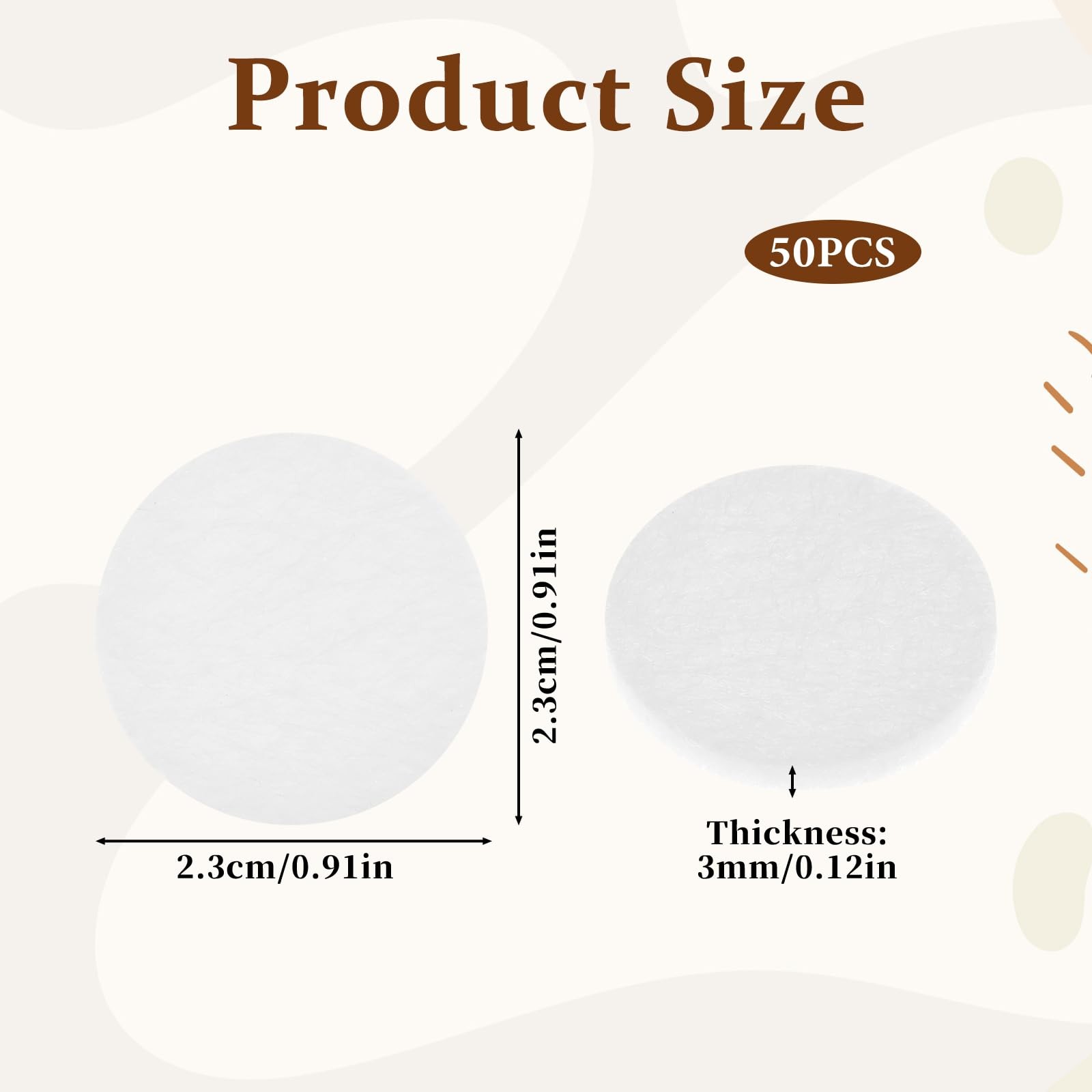 Diffuser Refill Pads, 50 Pcs 1 Inch Round Essential Oil Pad White