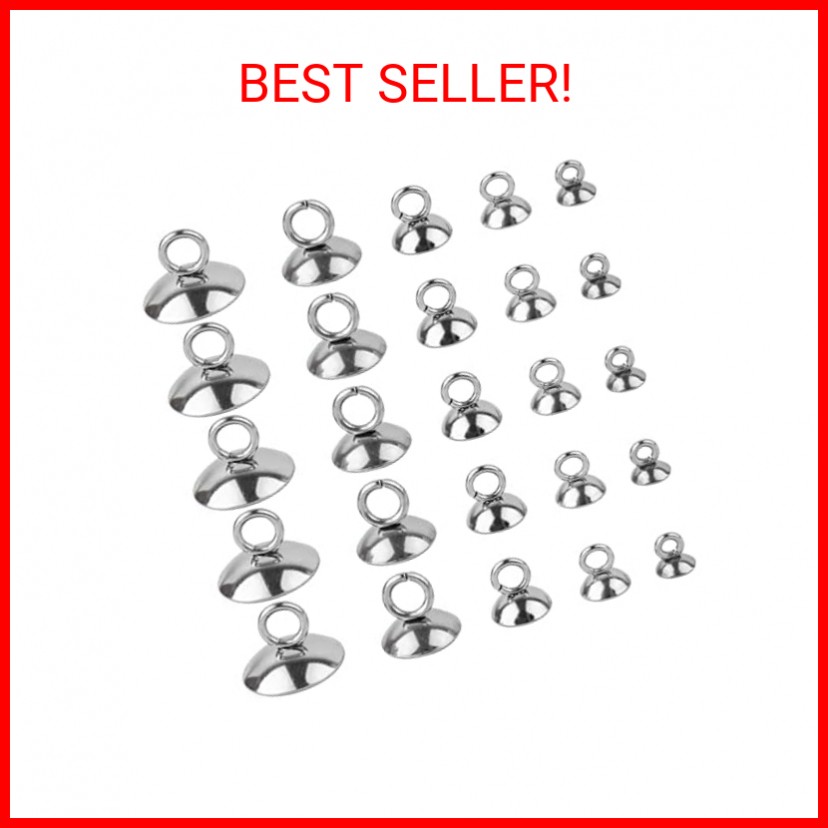 Framendino, 100 Pack 304 Stainless Stee Bead Cap Pendant Bails Pendant Caps with