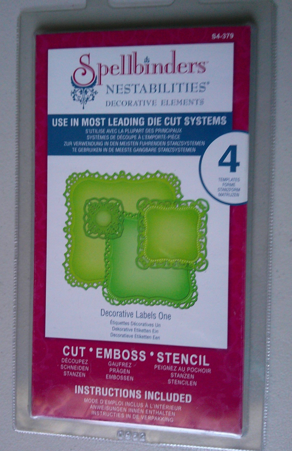 SPELLBINDERS DECORATIVE LABELS ONE S4-379 NESTABILITIES metal DIE cut