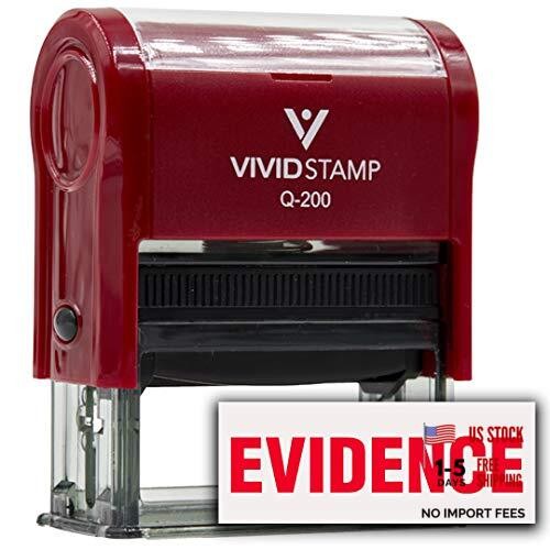 Evidence Self Inking Rubber Stamp (Ink) - Medium Medium - 9/16" x 1-1/2" Red