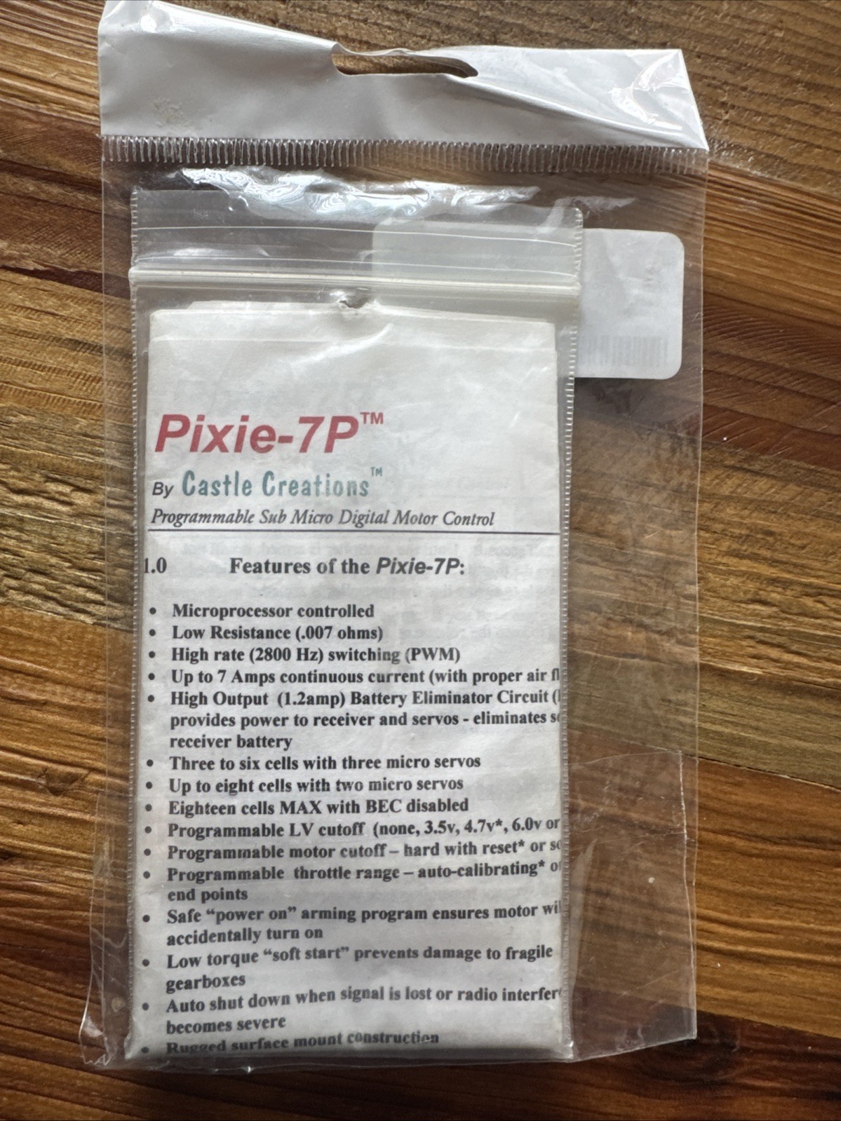 CASTLE CREATIONS PIXLE-7P SPEED CONTROL PROGRAMMABLE SUB-MICRO MOTOR CONTROL