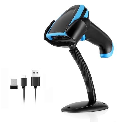 Barcode Scanner Wireless 1D Laser Bar Code Scanners with Stand 2.4G 652wl