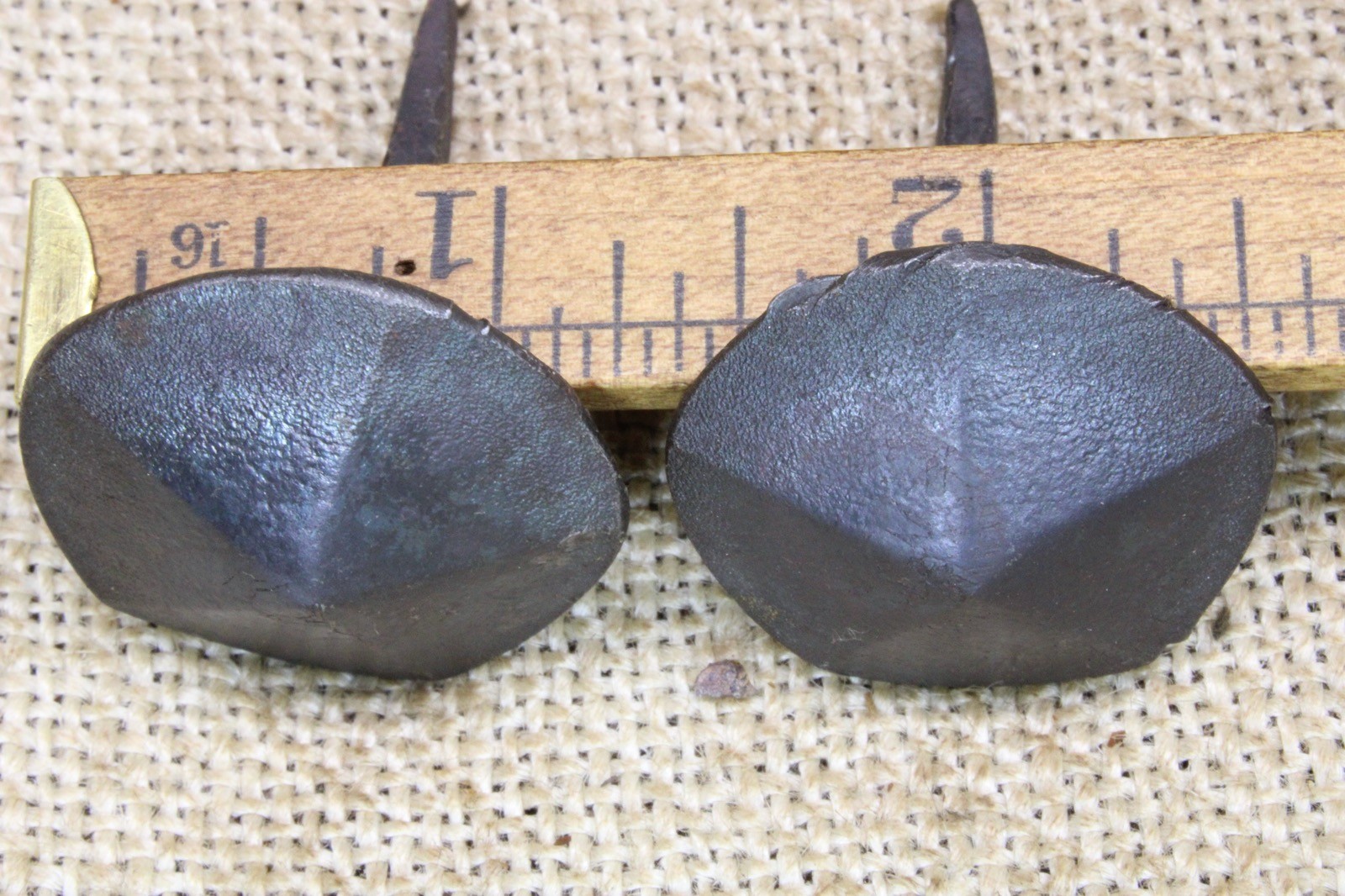 Two 1 1/2" Rosehead Nails Large 1 1/4” Round Head Clavos Blacksmith made vintage