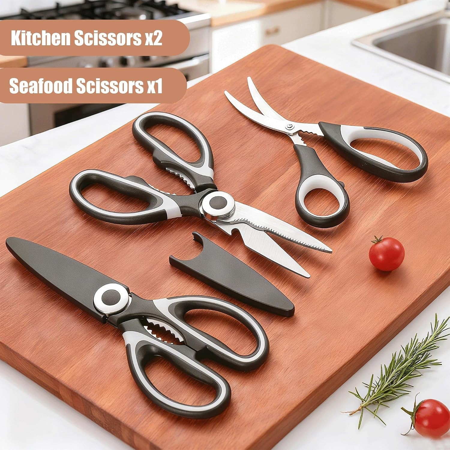 Versatile Kitchen Scissors Set with Durable Blades - Includes Seafood Shears