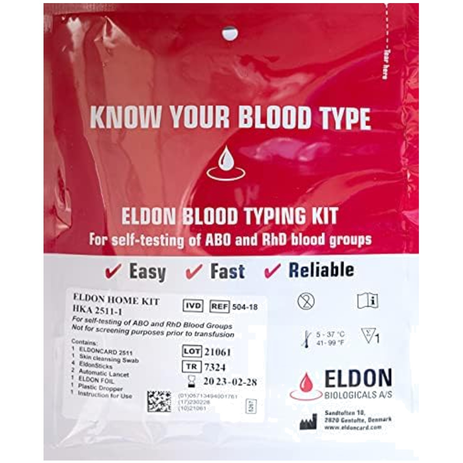 Home Blood Typing Kit - Extra Lancet Included