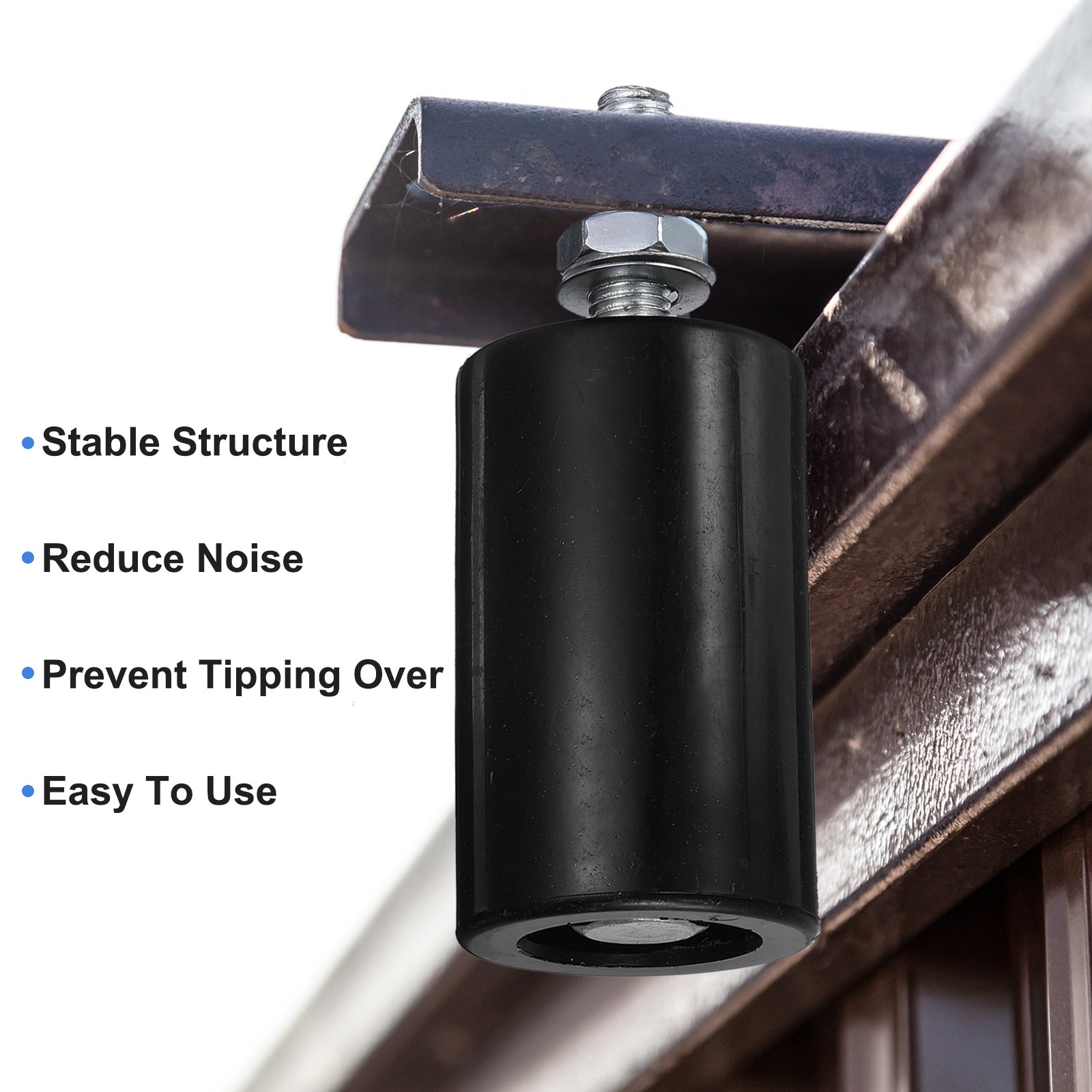 2Pcs Slide Gate Guide Roller 2" Nylon Sliding Gate Support Assembly Black