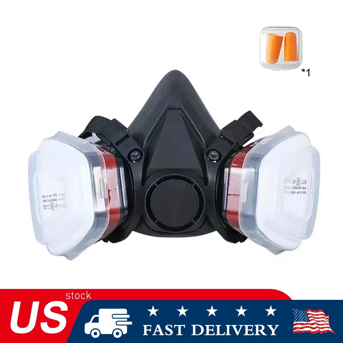 16 in 1 Half Face Respirator Facepiece GAS Mask & 2- 6001 Cartridges Filters