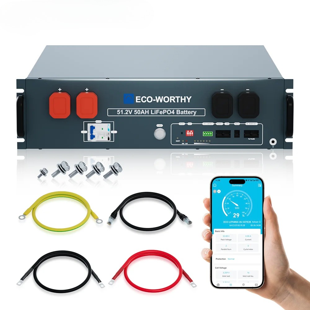 48V50Ah LiFePO4 Server Rack Battery,3U Rack-Mount Lithium Battery with Bluetooth