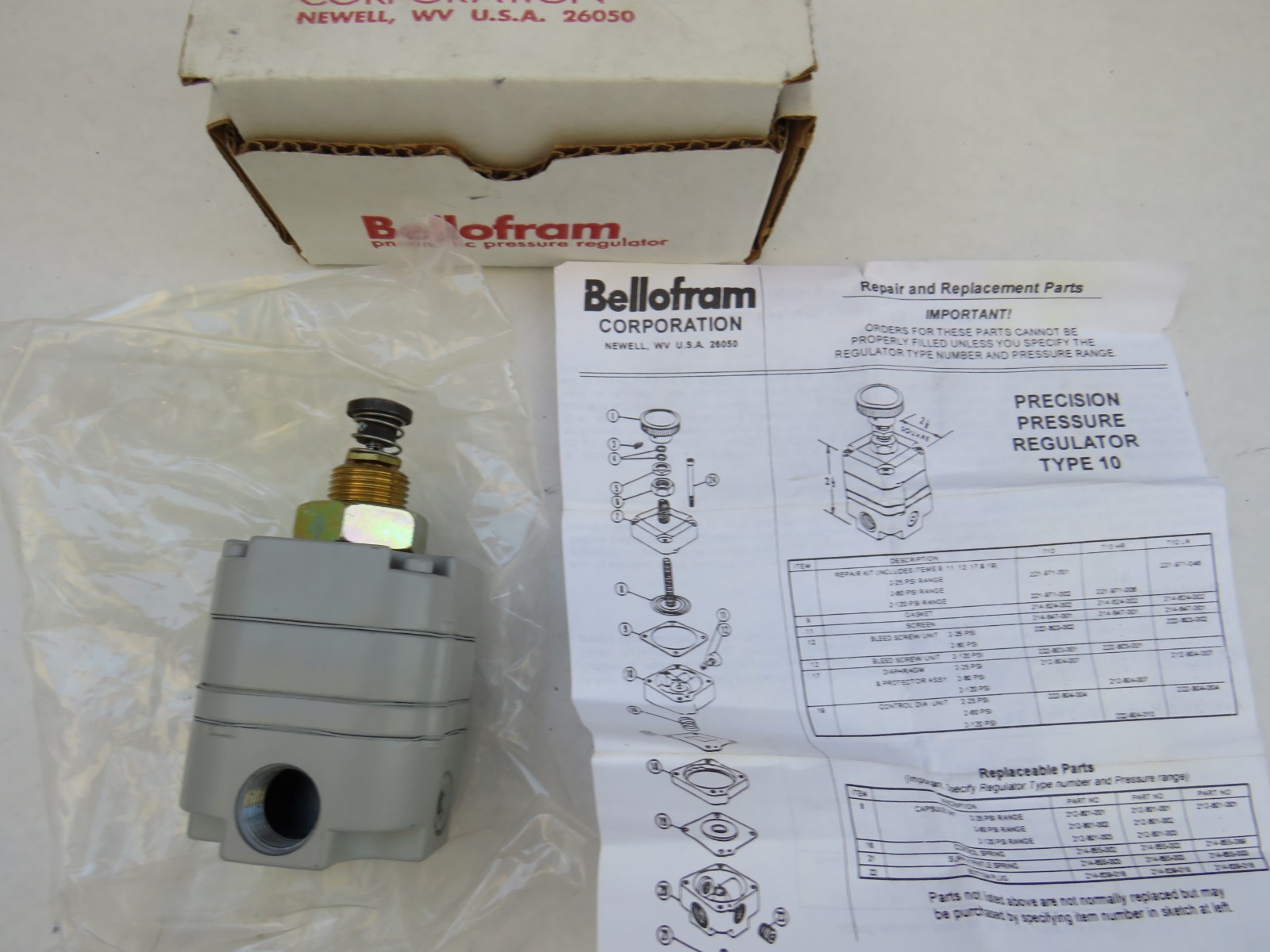 Marsh Bellofram T10B Type 10 Precision Low Pressure Regulator 2 120 PSI 3/8 NPT