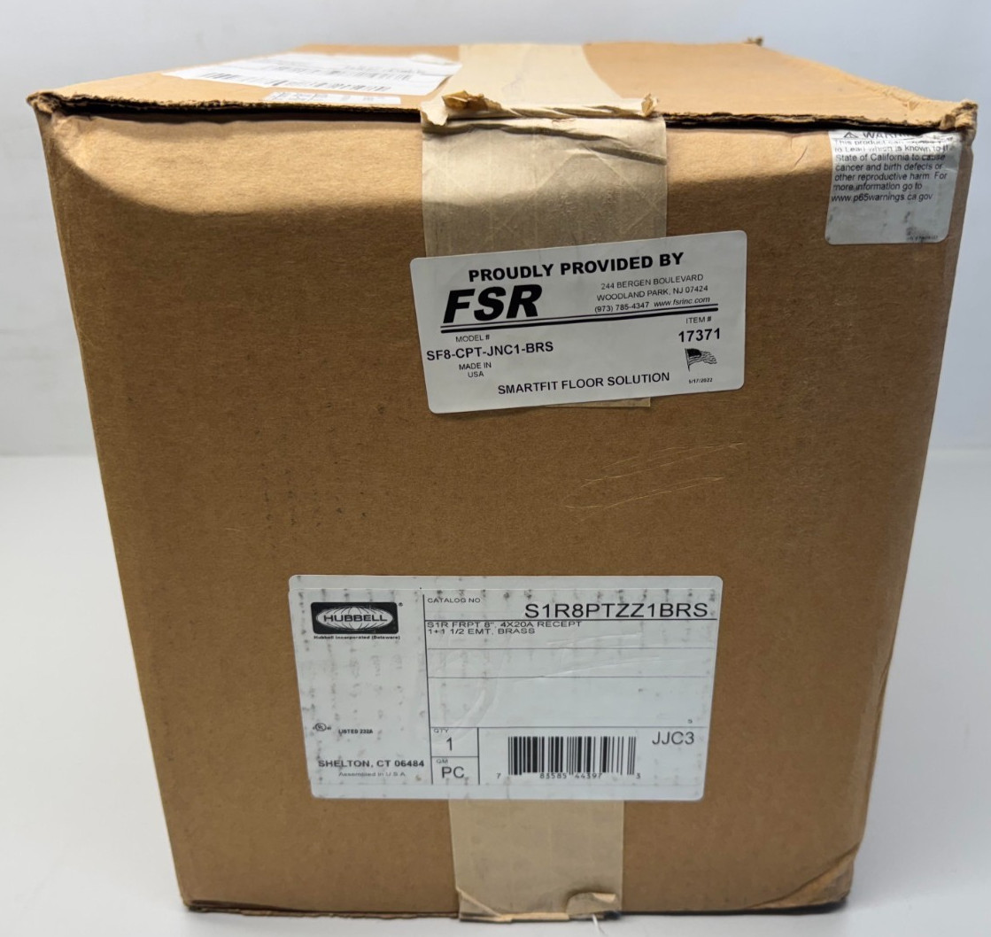 FSR Complete 8" Poke-Thru with Cover & AC Set with 1" and 1.5" Stubs (Brass)