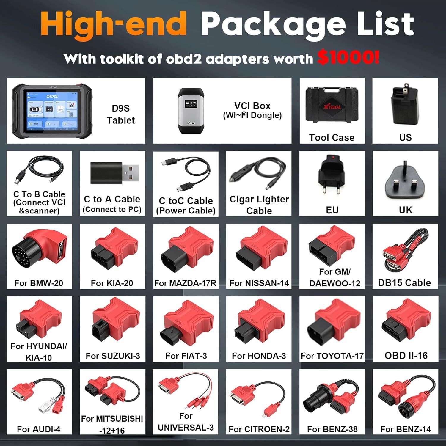 XTOOL USED D9S Full System Diagnostic Scanner Offline ECU Programming 45+ Resets