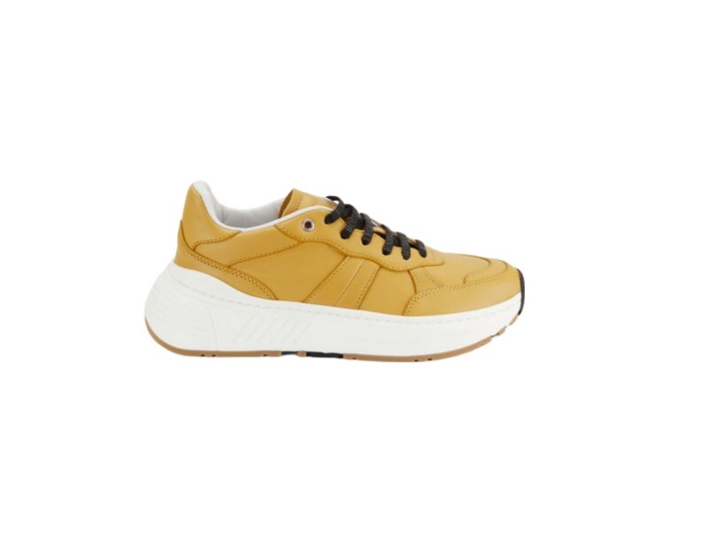 $895 NIB Bottega Veneta Yellow Leather Low Top Sneakers Euro 39-44 US 6-11
