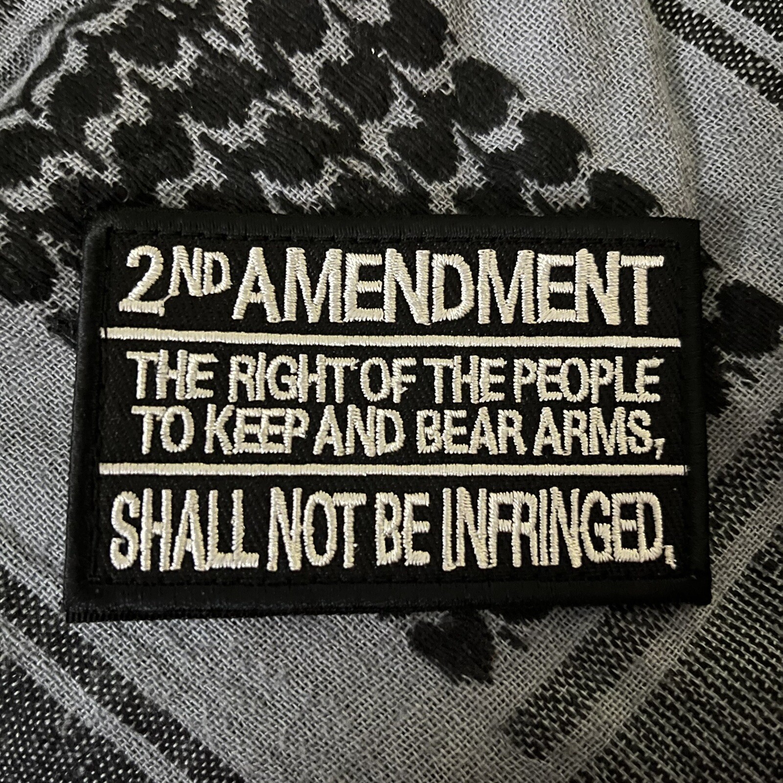 2ND AMENDMENT Embroidered Patch w/ Hook Back/Loop Panel, 2A RKBA Morale BLACK