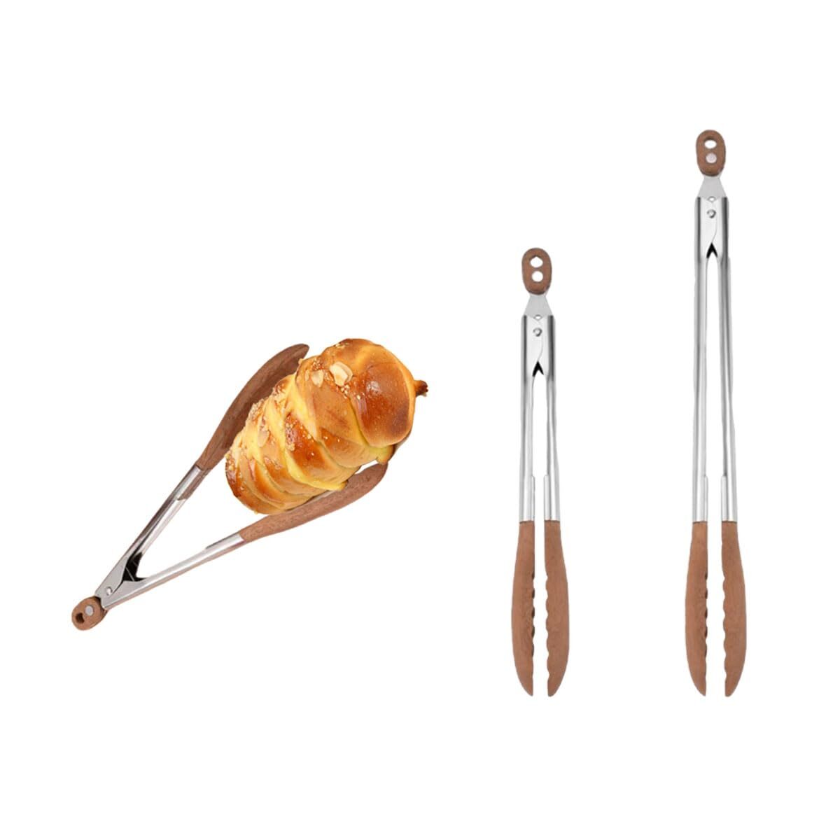 13 Inch Wooden Tongs for Cooking 2 Pcs Stainless Steel Salad with Wooden Tips...
